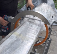Máy quấn màng quỹ đạo cầm tay chạy điện | Thiết bị quấn màng co di động cho ống, gỗ & sản phẩm dài HROW-450