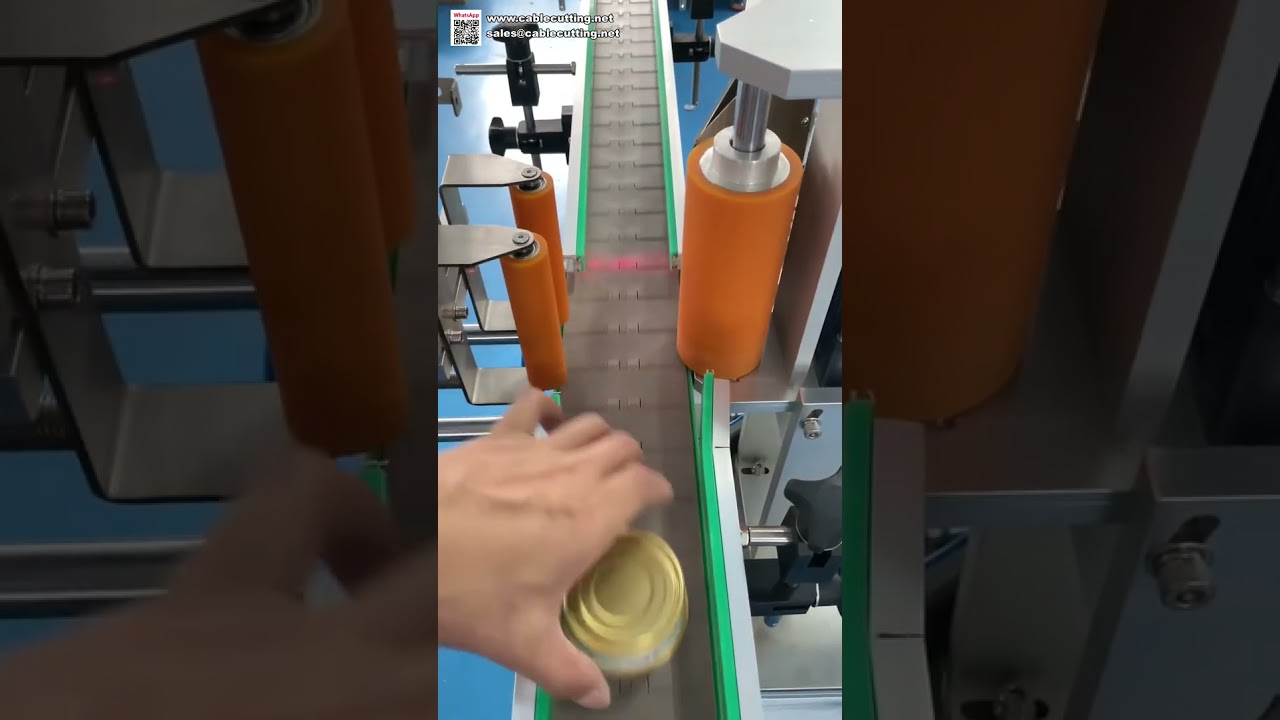 Máy dán nhãn lon thực phẩm tự động - Thiết bị dán nhãn lon tròn chuyên dụng cho ngành đóng gói